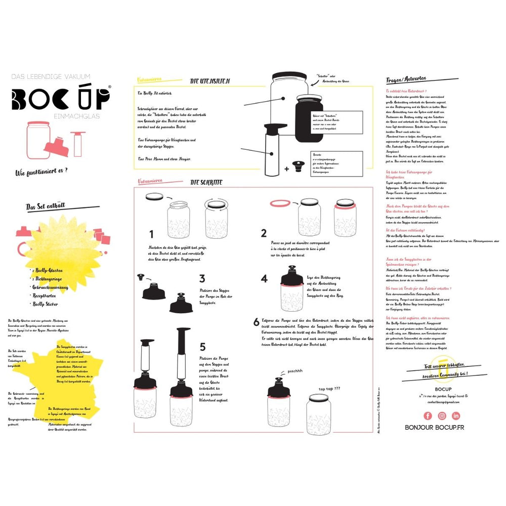 Kit Maxi de mise sous vide de bocaux en verre BocUp + Pompe