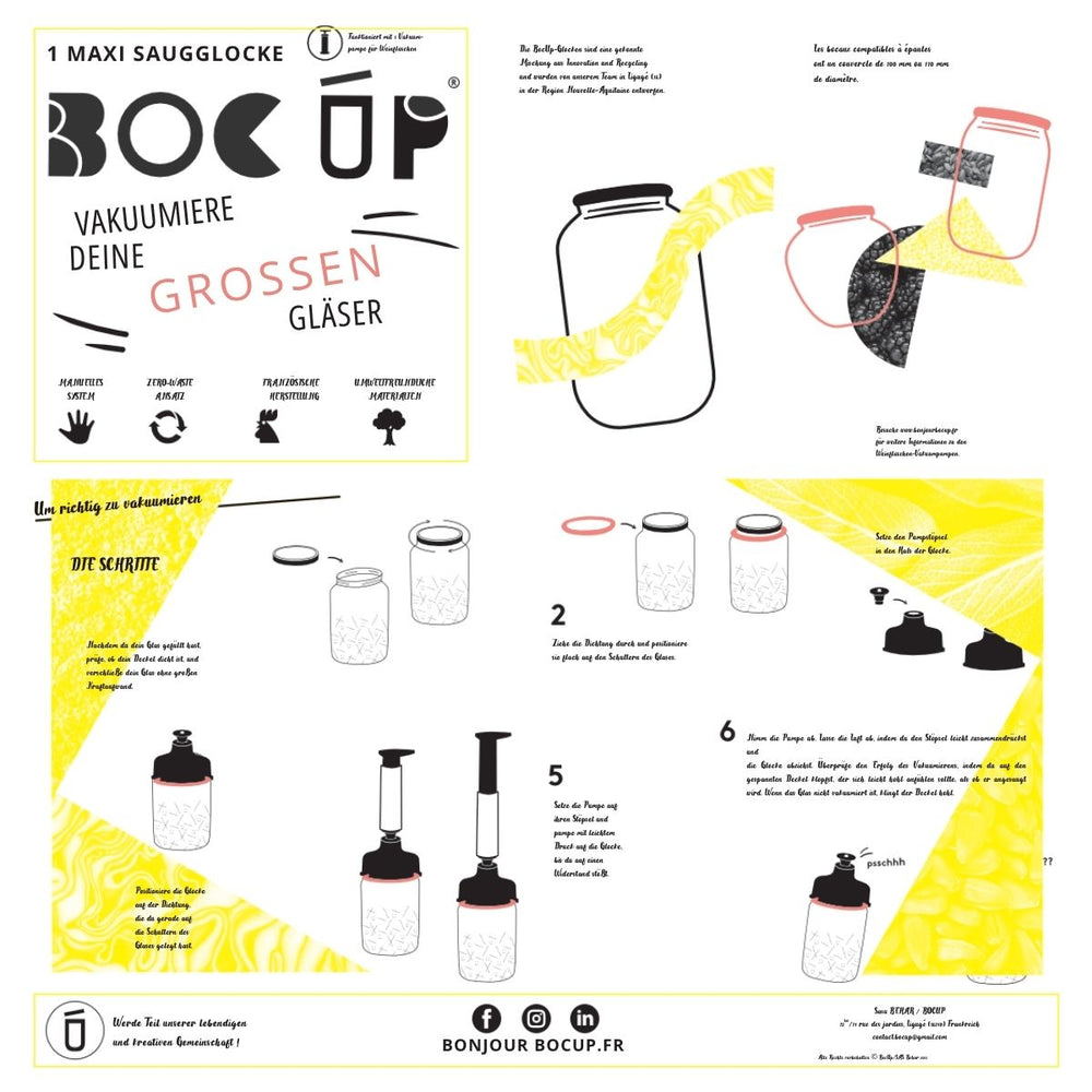 Kit Maxi de mise sous vide de bocaux en verre BocUp + Pompe